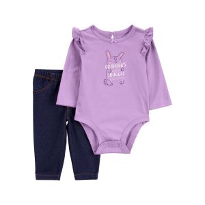 Carter's 紫色兔寶寶2件組套裝(6M-24M)