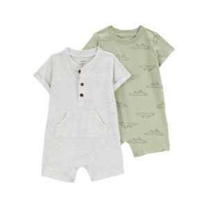 Carter's 嬰童麻吉小鱷魚2件組連身裝