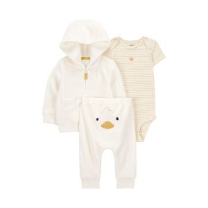 Carter's 嬰童小黃鴨呱呱3件組(包屁/連帽外套/褲)
