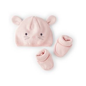 【官網獨家】Carter's 嬰童甜心粉兔子2件組套裝(帽/襪鞋)