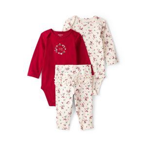 Carter's 嬰童花圈聖誕紅3件組套裝(包屁衣/褲)