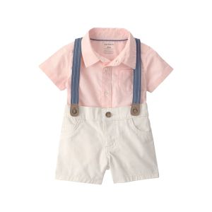 Carter's 嬰童粉嫩小紳士2件組套裝(包屁衣/短褲)