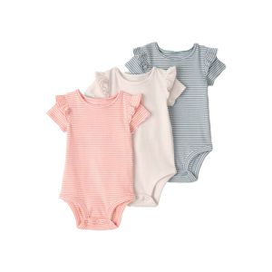 Carter's 嬰童柔色細條紋短袖3件組包屁衣